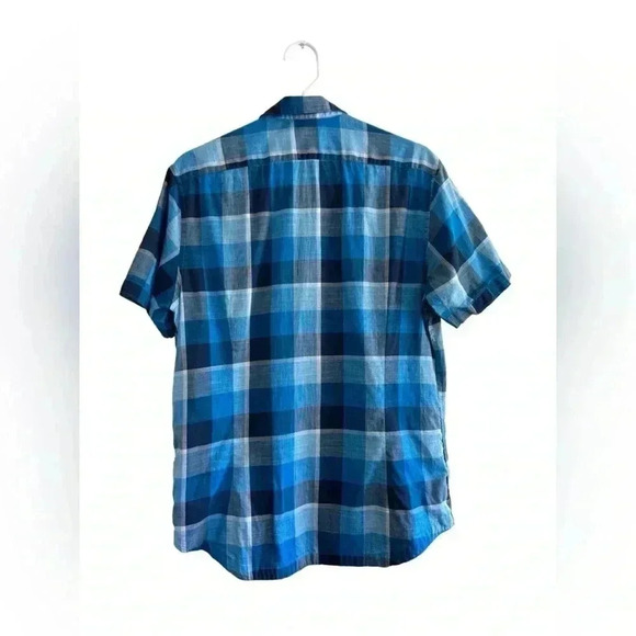 Good Man Brand Mens M Blue Short Sleeve Button down Shirt (00884) - Picture 2 of 12
